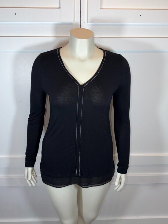 White House Black Market Tops - White House Black Market V-Neck Top Women S Black Long Sleeve